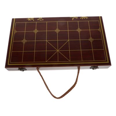 JUMPLAWN Chinese Chess Set Portable Handheld Design Wooden Chess Box Storage Travel Chessboard Kit for Kids and Adults Compact Size for-The-Go Play