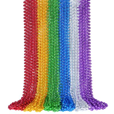 24 PCS Mardi Gras Beads Necklaces, 33 Inch 6 Colors Bead Necklaces Colorful Party Beads for Mardi Gras, St. Patrick's Day, Christmas, Carnival Party Favor