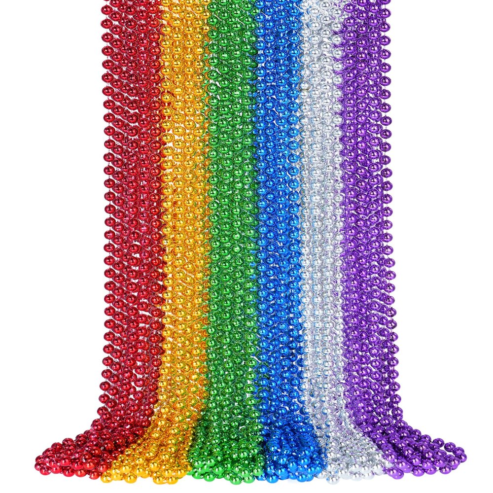 24 PCS Mardi Gras Beads Necklaces, 33 Inch 6 Colors Bead Necklaces Colorful Party Beads for Mardi Gras, St. Patrick's Day, Christmas, Carnival Party Favor