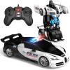 AONEPTR Remote Control Car, One-Click Becoming Robot Transforming Toys Car for Boys, Smooth Deformation, Demo Mode, 360 Rotation, Easy to Use, 2.4GHZ, LED Light, RC Cars for Christmas, Kids, White view 1