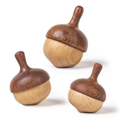Wooden Spinning Tops Montessori Toy | 3 Pcs Handcrafted Tops for Kids 3+, Smooth & Safe, Gift-Ready | DadCarved