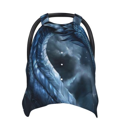 Blue-Gray Dragon King Fantasy Car Seat Covers for Babies, Infant Car Seat Canopy, Mom Nursing Breastfeeding Covers, Warm Carseat Canopy for Newborn