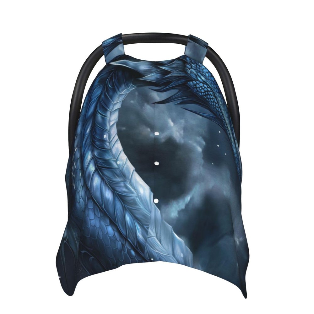 Blue-Gray Dragon King Fantasy Car Seat Covers for Babies, Infant Car Seat Canopy, Mom Nursing Breastfeeding Covers, Warm Carseat Canopy for Newborn