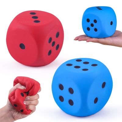 Anboor 2 Pcs Large Foam Dice for Adults Kids - 3.54" Jumbo Big Dados Giant Soft Fun, Colorful Dice for Game Nights & Classroom Activities (Blue & Red)