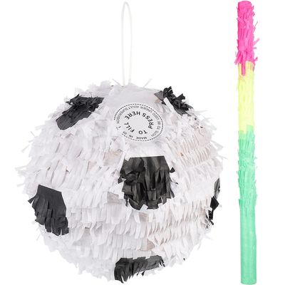JOINPAYA 2Pcs Soccer Ball Pinata, Sports Ball Pinata with Stick, Soccer Birthday Decorations, 8.26 Inch, Multi, Paper