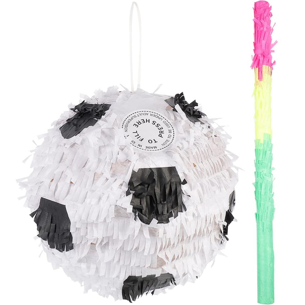 JOINPAYA 2Pcs Soccer Ball Pinata, Sports Ball Pinata with Stick, Soccer Birthday Decorations, 8.26 Inch, Multi, Paper