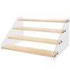 4-Tier Acrylic and Wood Riser Stand, Wooden Display Shelf Organizer for Jewelry, Toys, Makeup, Perfumes, Cupcakes, Dolls, Action Figures view 3