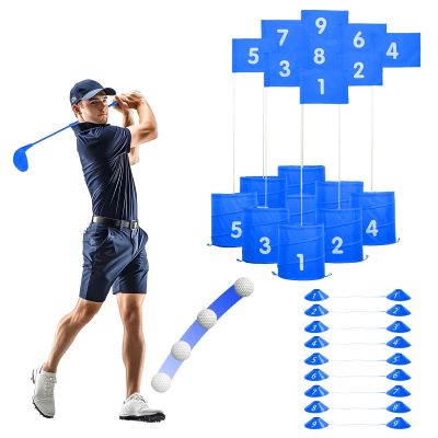 BENBOR Backyard Golf Chipping Game, Portable 9 Holes Yard Golf Course with Balls and Flags, Outdoor Golf Play Game for Beach Backyard Park Lawn for Adults, Kids, Family Blue