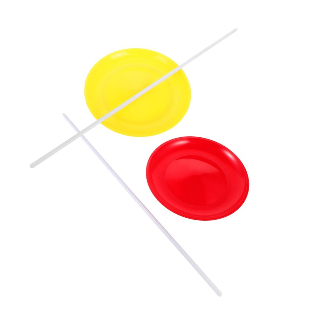 BCOATH 2 Sets Plastic Juggling Plates with Sticks Circus Performances Plates Skill Training Tricks for Beginners