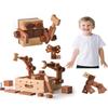 DadCarved Wooden Tool Set for Kids 3+ | Solid Wood Construction Toy with Screws and Nuts, 32-Piece Building Set with Storage Box view 1