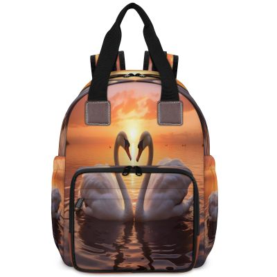 CNNINGYI Diaper Bag Backpack, White Swan Backpack Travel Outdoor Mom Bag, Newborn Baby Nursing Bags, New Mom Dad Gift, Love Farmhouse Animals