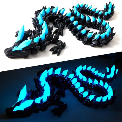 Dak Haan 24" Large 3D Printed Dragon Glow in The Dark,Flexible Articulated Crystal Dragon Fidget Toy,Cool Big Dragon Toy,Huge 3D Printed Dragon Gift for Girls Boys Kids Age 3-5 4-7 8-12 Years Old
