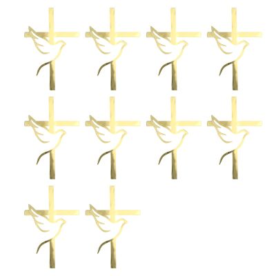 10pcs Shatterproof Gold Crossed Insert Doves Cake Toppers Decoration For Spiritual Occasion And Gatherings
