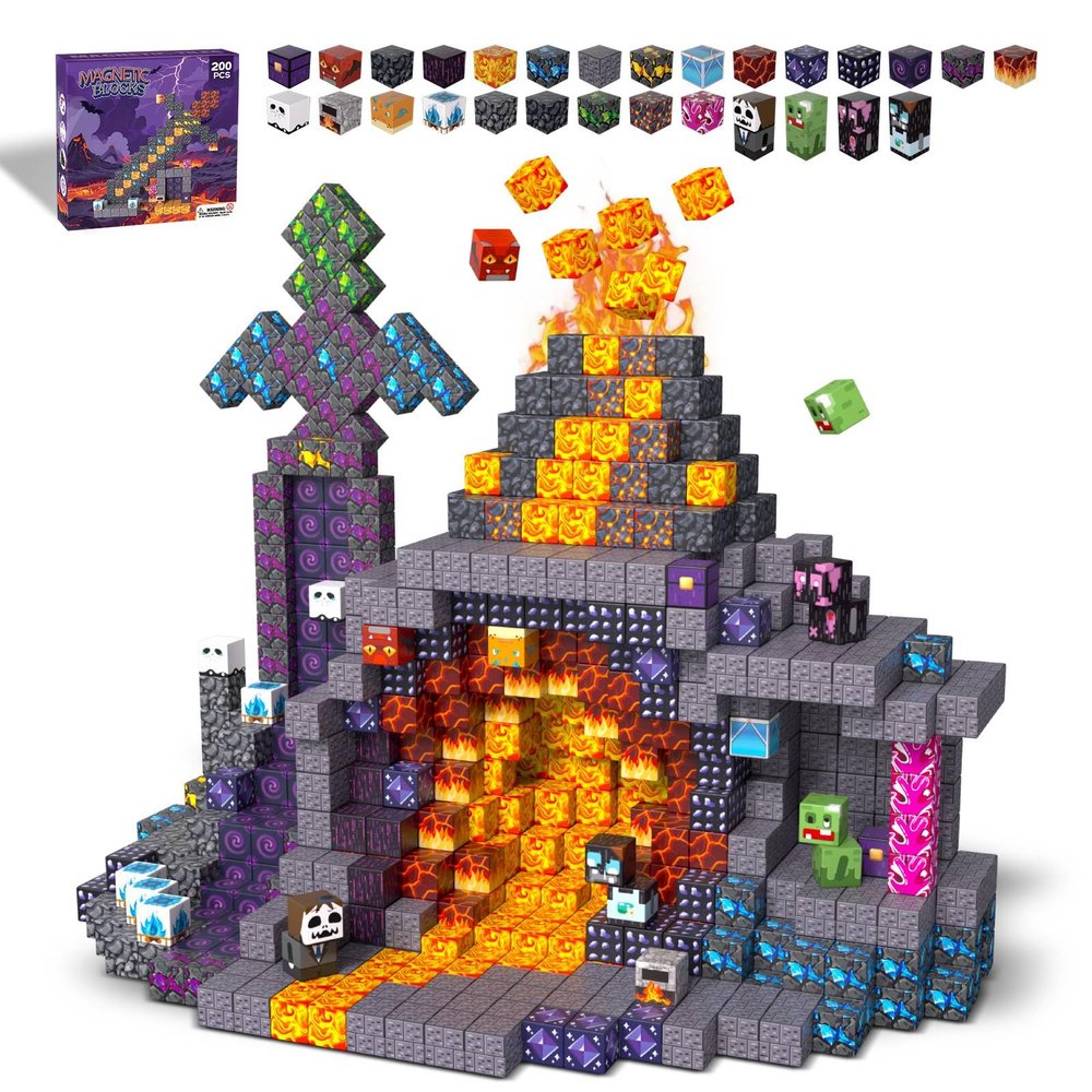 200PCS Magnetic Building Blocks for Kids, STEM Educational Magnet Stacking Toys for Age 3-5 4-8 8-12, Sensory Play Montessori Toys for Boys and Girls, Creative Construction Gift Ideas for Children