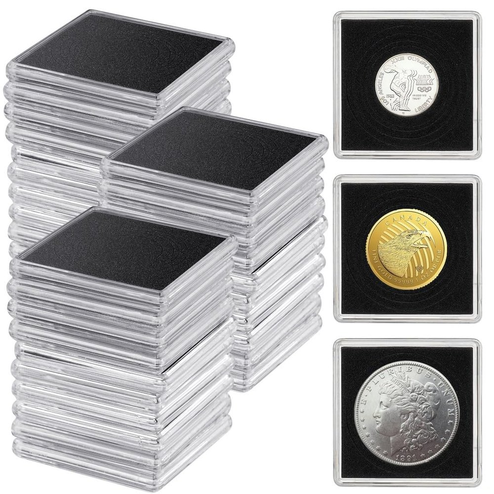 30 Pcs Coin Storage Snap Cases, Clear Acrylic Coin Holders For 0.83/1.06/1.18/1.38/1.57In