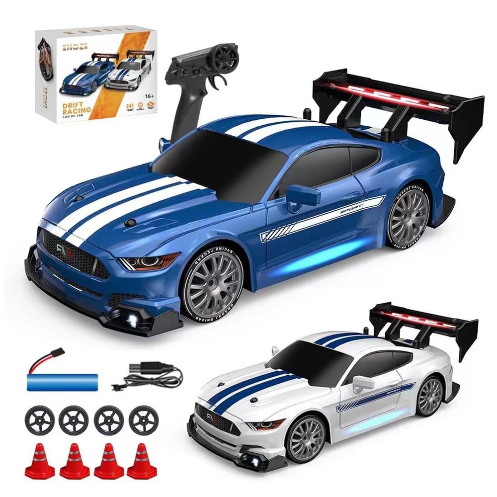 Actualia 1:24 Scale RC Drift Car with LED Lights, 4WD Electric Remote Control Racing Vehicle, 2.4GHz 30KM/H High Speed Mini Sport Drift Car for Adults & Hobbyists
