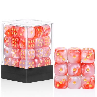 36 of Pack 12MM 6 Sided MINI Dice Set,Two Colours D6 Game Dice Set, 6 Sided Standard Dices for Yahtzee, Bunco or Teaching Math,with Portable Plastic Box(Red White)