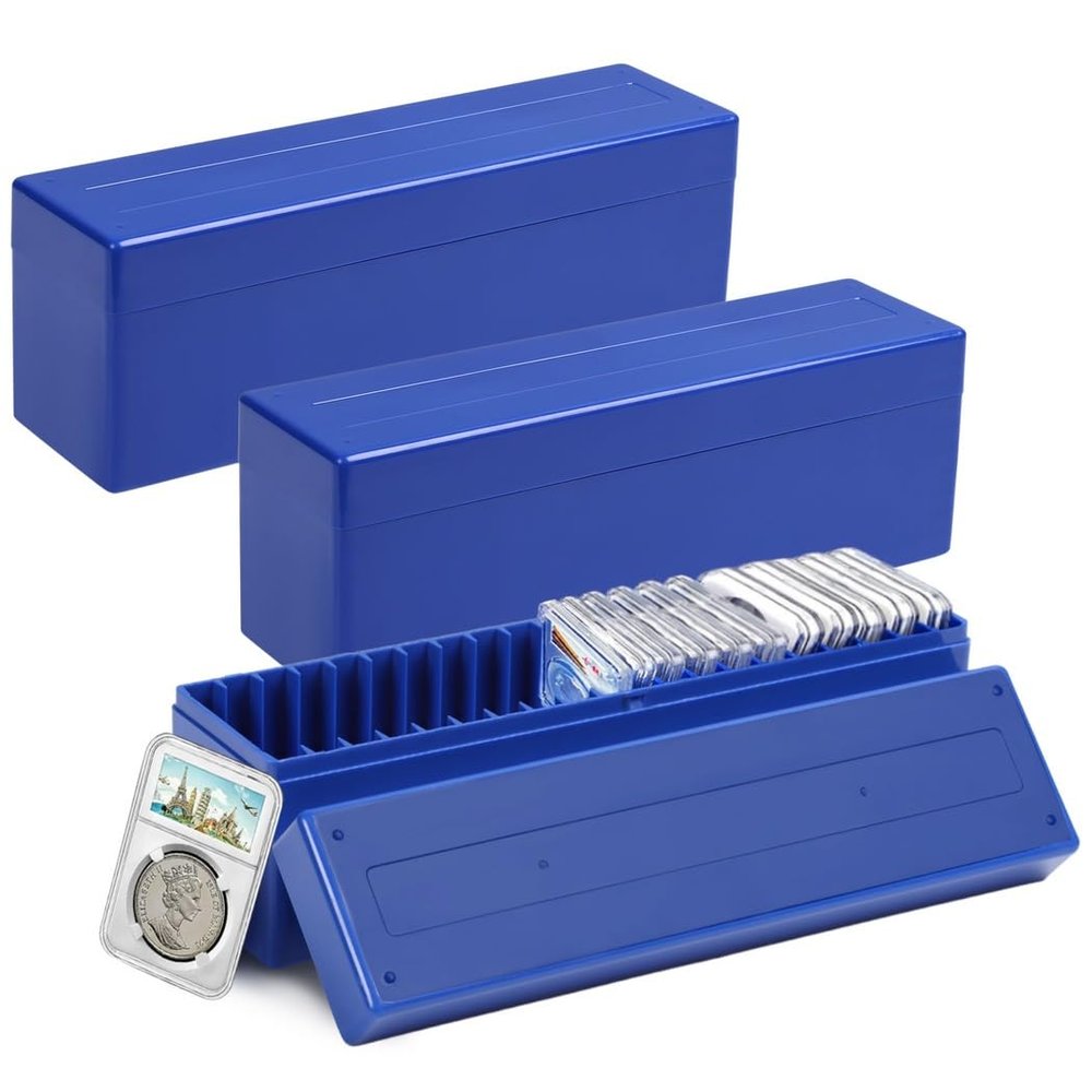 3-Pack Coin Slab Storage Cases, 20-Slot Plastic Coin Holder Organizers, Compatible with NGC, Pcgs, Pmg for 60 Coin Slabs, Boxes Only