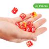 36 of Pack 12MM 6 Sided MINI Dice Set,Two Colours Glitter D6 Game Dice Set, 6 Sided Standard Dices for Yahtzee, Bunco or Teaching Math,with Portable Plastic Box(Orange Red) view 3
