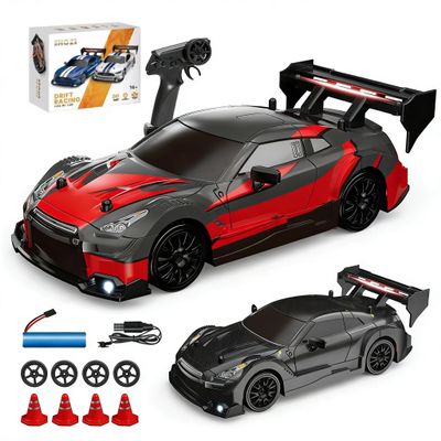 Actualia 1:24 Scale RC Drift Car with LED Lights, 4WD Electric Remote Control Racing Vehicle, 2.4GHz 30KM/H High Speed Mini Sport Drift Car for Adults & Hobbyists