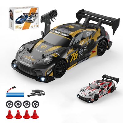 Actualia 1:24 Scale RC Drift Car with LED Lights, 4WD Electric Remote Control Racing Vehicle, 2.4GHz 30KM/H High Speed Mini Sport Drift Car for Adults & Hobbyists