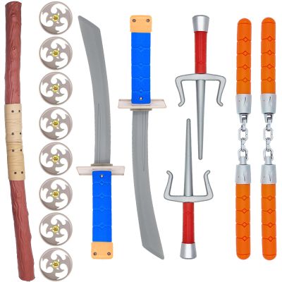 FHARLXQ Ninja Warrior Toy Plastic Weapons Role Play Set for Boys and Girls Pretend Play Battles Dress up Party Photo Booth Props
