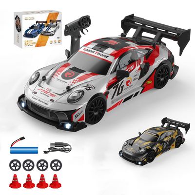 Actualia 1:24 Scale RC Drift Car with LED Lights, 4WD Electric Remote Control Racing Vehicle, 2.4GHz 30KM/H High Speed Mini Sport Drift Car for Adults & Hobbyists