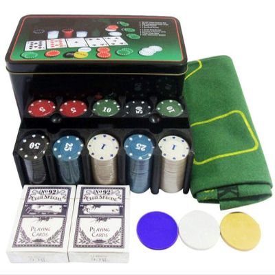 HYUWANGYU Layout Poker mat Portable Poker Table Top 200 Baccarat Chips Bargaining Poker Chips Set-Blackjack Table Cloth- 2 Blinds - Dealer - 2 Poker Cards - with Gifts (Color : with Box) (with Box)