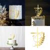 10pcs Shatterproof Gold Crossed Insert Doves Cake Toppers Decoration For Spiritual Occasion And Gatherings view 2