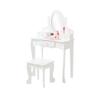 Garvee Kids Vanity Set with Adjustable Angle Mirror, Pretend Play Girls Vanity Table and Chair Set with Mirror, Stool, and Wood Makeup Playset, White view 2