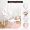 Garvee Kids Vanity Set with Adjustable Angle Mirror, Pretend Play Girls Vanity Table and Chair Set with Mirror, Stool, and Wood Makeup Playset, White view 3