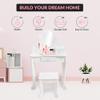 Garvee Kids Vanity Set with Adjustable Angle Mirror, Pretend Play Girls Vanity Table and Chair Set with Mirror, Stool, and Wood Makeup Playset, White view 4