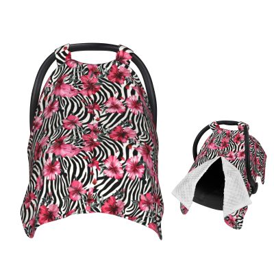 Muishi Red Flowers Zebras Print Baby Car Seat Canopy Nursing Cover for Newborn Car Seat Breastfeeding Covers Blanket Newborn Shower Gift