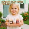 Kids Coffee Playset Toy Coffee Maker Set for Toddler Wooden Kitchen Accessories Pretend Play for Girls Boys Ages Birthday Gifts view 3