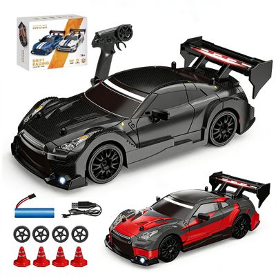 Actualia 1:24 Scale RC Drift Car with LED Lights, 4WD Electric Remote Control Racing Vehicle, 2.4GHz 30KM/H High Speed Mini Sport Drift Car for Adults & Hobbyists