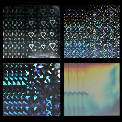 200 Pcs Photocard Sleeves,Holographic Card Sleeves,Photo Card Sleeve,Card Covers,Heart Glass Gemstone Rainbow Dot Holographic Trading Card Protector for Photo Cards(4 Style)