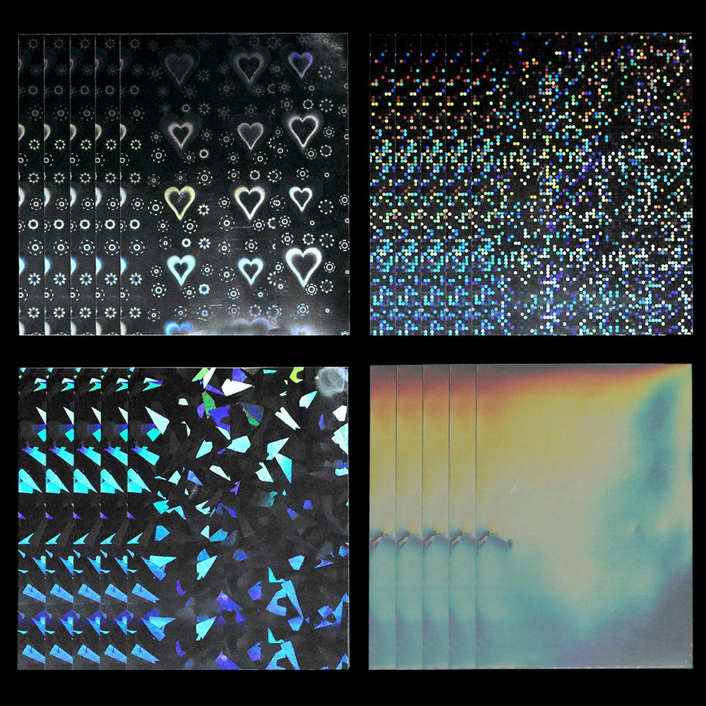 200 Pcs Photocard Sleeves,Holographic Card Sleeves,Photo Card Sleeve,Card Covers,Heart Glass Gemstone Rainbow Dot Holographic Trading Card Protector for Photo Cards(4 Style)