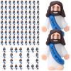 Bememo 100 Pcs Little Jesus Figures Jesus Loves You Original Design Pocket Rubber Little Figures to Hide and Seek Sunday Religious Party Share Easter Gifts(Blue) view 1