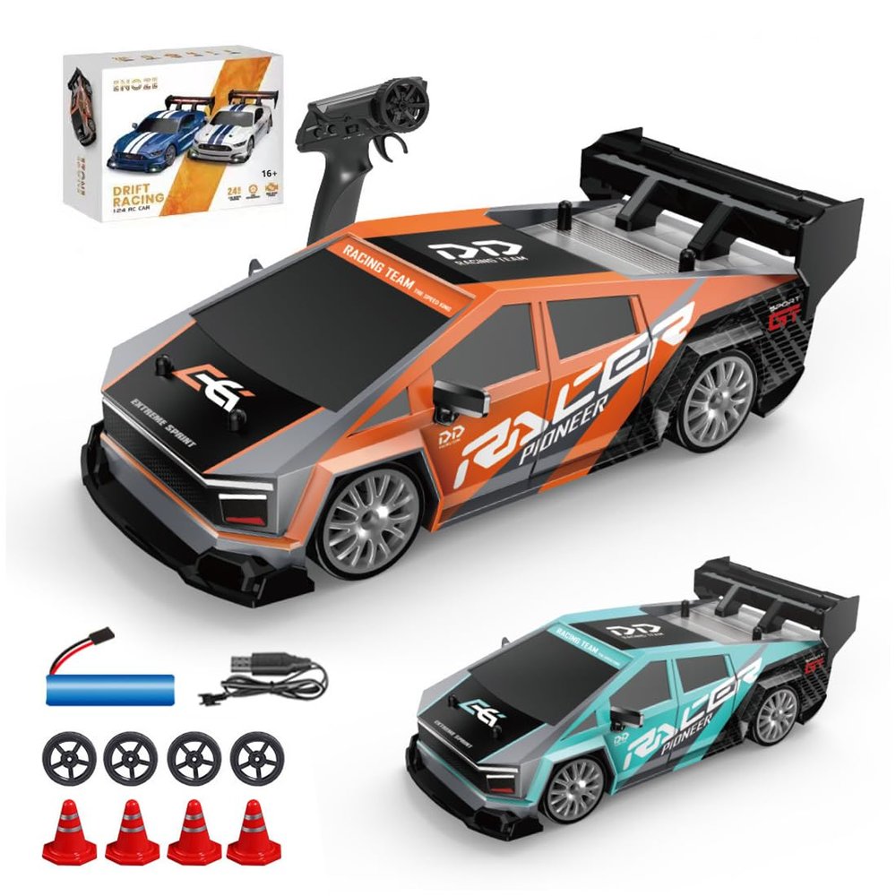 Actualia 1:24 Scale RC Drift Car with LED Lights, 4WD Electric Remote Control Racing Vehicle, 2.4GHz 30KM/H High Speed Mini Sport Drift Car for Adults & Hobbyists