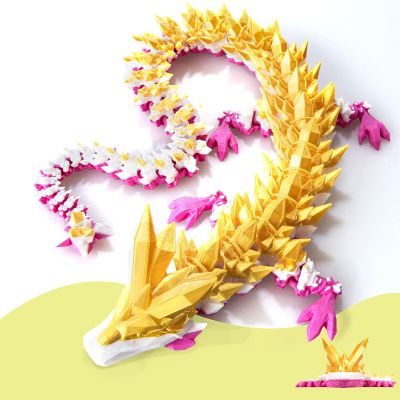 Dak Haan 24" Large 3D Printed Dragon,Flexible Articulated Crystal Dragons Fidget Toy,Cool Big Dragon Toy,Huge 3D Printed Gift for Girls Boys Kids Age 3-5 4-7 8-12 Years Old
