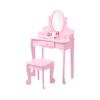 Garvee Kids Vanity Set with Adjustable Angle Mirror, Pretend Play Girls Vanity Table and Chair Set with Mirror, Stool, and Wood Makeup Playset, Pink view 2