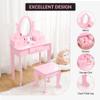 Garvee Kids Vanity Set with Adjustable Angle Mirror, Pretend Play Girls Vanity Table and Chair Set with Mirror, Stool, and Wood Makeup Playset, Pink view 3