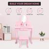 Garvee Kids Vanity Set with Adjustable Angle Mirror, Pretend Play Girls Vanity Table and Chair Set with Mirror, Stool, and Wood Makeup Playset, Pink view 4