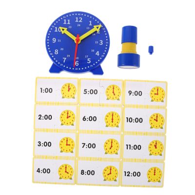 LIOOBO 1 Set Teaching Clock Interactive Learning Model with Stamp Cards Analog Clock for Classroom Home Use Engaging Tool for Recognition