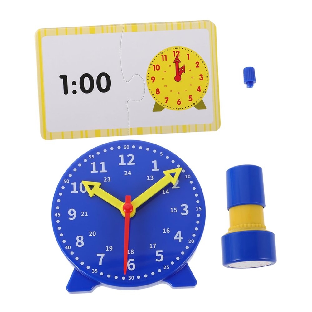 JOINPAYA 1 Set Teaching Clock Kit Engaging Analog Model with Stamp and Learning Cards for Home and Classroom Use Learning Tool for Recognition