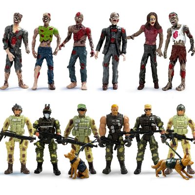 Baimiby Toys for Boy, Army Men Action Figures, 14 PCS Military Playset Include Army Men Set with Weapon Accessories, Zombie Figure Toys, 2 Police Dog Figures, Boys Toy for Kids Boys 4-7