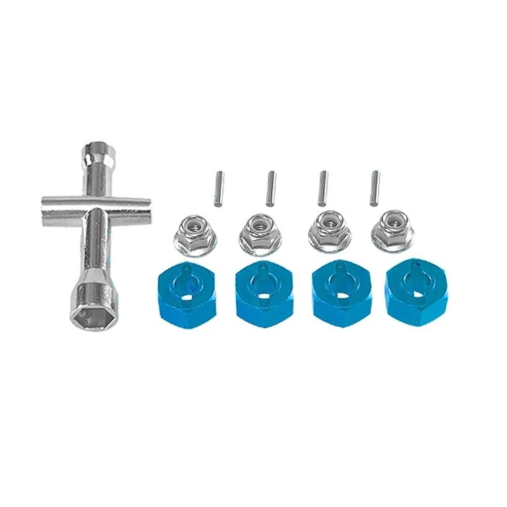 YRhXAF Compatible with 1/14 14209-10 H14BM 14301-02-03 1/16 h16bm rc car Upgrade Cross hex Set M4 nut Metal Parts(Blue)