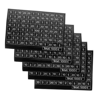 BESPORTBLE 5pcs 1000 Money Saving Challenge Sheets Savings Track Charts Digital Number Charts for Wooden Box Piggy Bank Cash Box Supplies Black