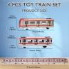OTONOPI 4 Pcs Toy Train Set Alloy Subway Underground, Magnetic Subway Toys, Die cast Bullet Train with Magnetic Connectors, Linked High Speed Locomotive Engine Toy Car for Kids Age 3 Up view 2