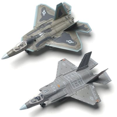 OTONOPI Fighter Jet Toys, 2 Pack Building Block Set, Fighter Jet Quick Build Model Kit F35 & F22 Millitary Airplane, Assembly Aircraft Model with Display Stand, Military Plane Warplane Toy for Kids